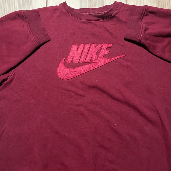 Vintage Nike Maroon Burgundy‎ Spell Out Crewneck Sweater - Picture 1 of 6